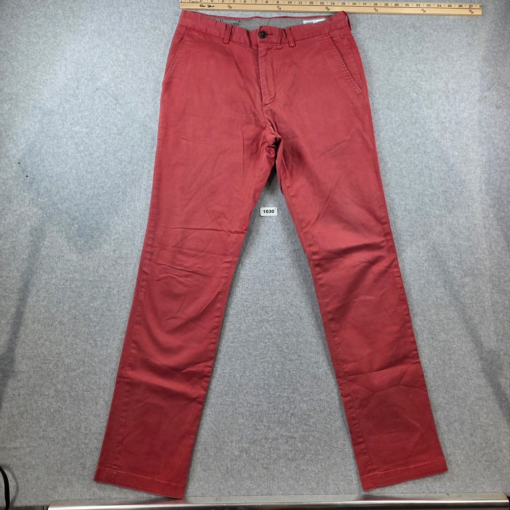 Frank & Oak The Newport Chino Pants Mens‎ 30x32 Red Slim Fit Cotton Trousers